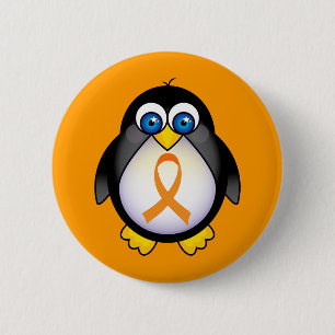 Penguin Oranje Ribbon of Awareness Gift Ronde Button 5,7 Cm