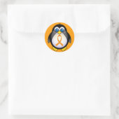 Penguin Oranje Ribbon of Awareness Gift Ronde Sticker (Tas)