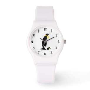 Penguin-ouder met zijn baby horloge