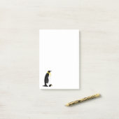 Penguin-ouder met zijn baby post-it® notes (Op bureau)
