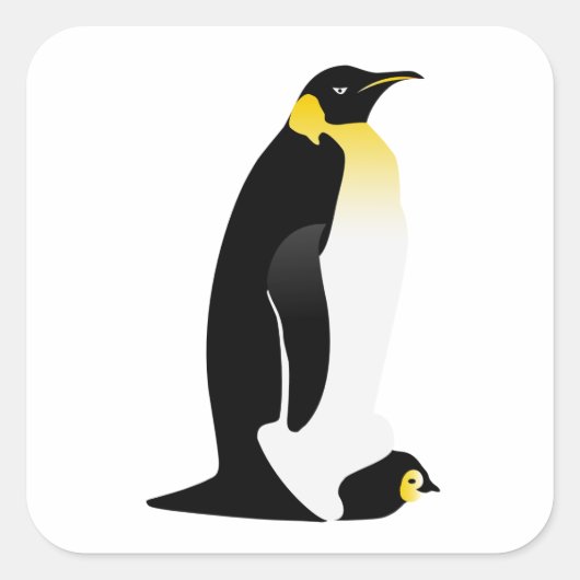 Penguin-ouder met zijn baby vierkante sticker (Voorkant)