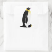 Penguin-ouder met zijn baby vierkante sticker (Tas)