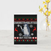 Penguin Overstimulated But Festive Ugly Christmas Kaart (Gele Bloem)