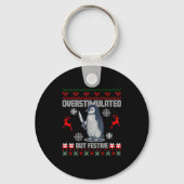 Penguin Overstimulated But Festive Ugly Christmas Sleutelhanger (Voorkant)