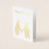 Penguin Paar Jubileum Kaart (Voorkant)
