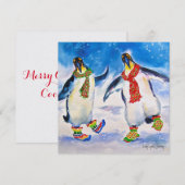 Penguin paar kerst Kaart (Voorkant / Achterkant)