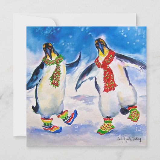 Penguin paar kerst Kaart (Voorkant)