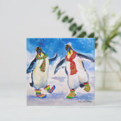 Penguin paar kerst Kaart (Staand voorkant)