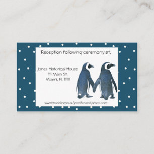 Penguin Paar Trouwbehuizingskaarten Informatiekaartje