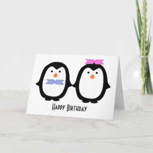 Penguin paar verjaardag kaart