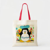 Penguin Painter Naam toevoegen Tote Bag (Voorkant)