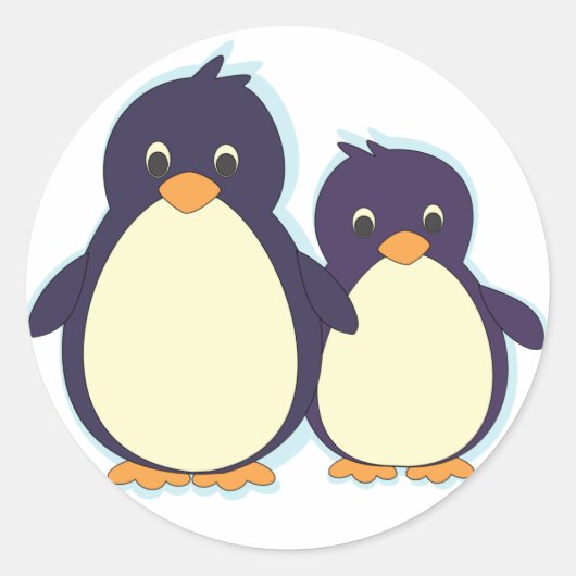 Penguin Paradise Ronde Sticker (Voorkant)