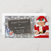 Penguin Parents New Baby Foto Sjabloon Kerstmis (Voorkant / Achterkant)