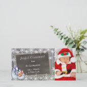 Penguin Parents New Baby Foto Sjabloon Kerstmis (Staand voorkant)