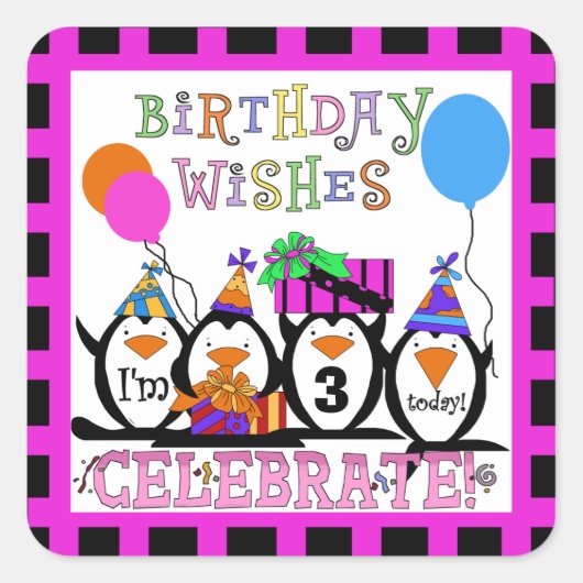 Penguin Party Aangepaste Stickers (Voorkant)