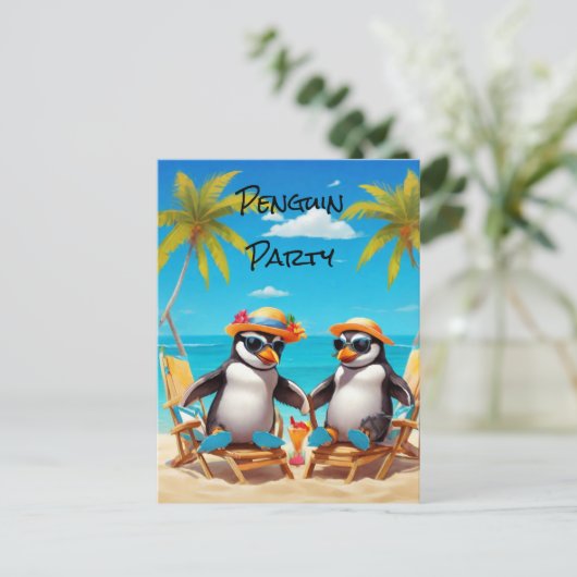Penguin Party Briefkaart (Staand voorkant)