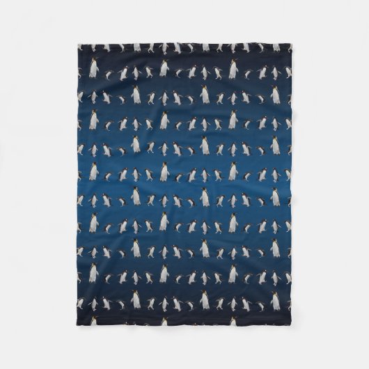 Penguin Party Fleece Deken (Donkerblauwe Mix) (Voorkant)