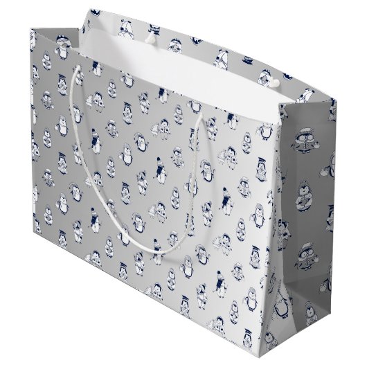 Penguin Party Perfect: Stijlvolle Gift Bag Delight Groot Cadeauzakje (Achterkant Gekanteld)