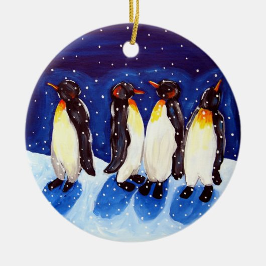 Penguin Party Round Ornament Winter Fun (Voorkant)