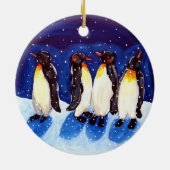 Penguin Party Round Ornament Winter Fun (Achterkant)