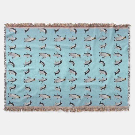 Penguin Party Throw Deken (Lichtblauwe Mix) (Voorkant)