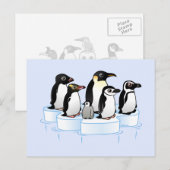 Penguin Party Uitnodiging Briefkaart (Voorkant / Achterkant)