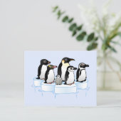 Penguin Party Uitnodiging Briefkaart (Staand voorkant)