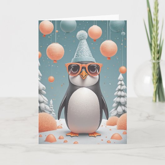 Penguin Party Wishes Kaart (Voorkant)