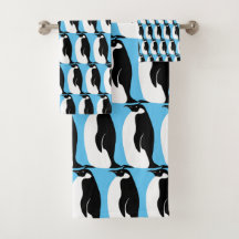Penguin Pattern Aqua Black White