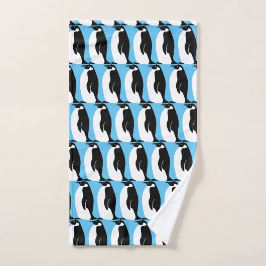Penguin Pattern Aqua Black White Bad Handdoek (Handdoek)