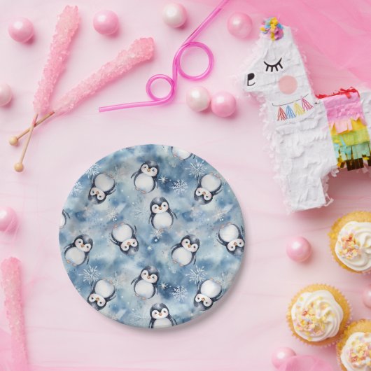 Penguin Pattern Baby shower Borden Papieren Bordje (Feest)