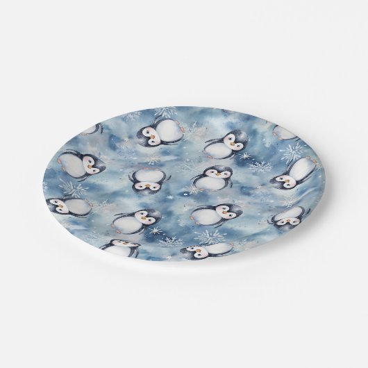 Penguin Pattern Baby shower Borden Papieren Bordje (Gekanteld)