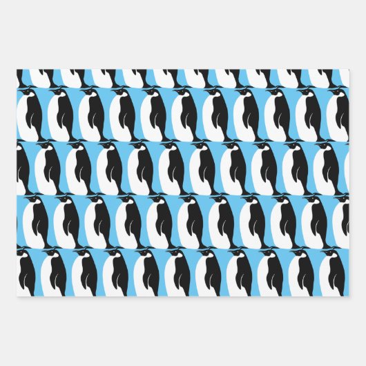 Penguin Pattern Black White Gift Inpakpapier Vel (Voorkant 3)