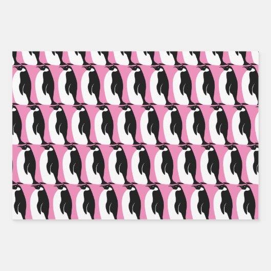 Penguin Pattern Black White Gift Inpakpapier Vel (Voorkant 2)