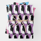 Penguin Pattern Black White Gift Inpakpapier Vel (In situ)