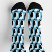 Penguin Pattern Cute Minimalist Blue Black White Sokken (Top)