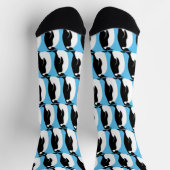 Penguin Pattern Cute Minimalist Blue Black White Sokken (Top)
