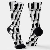 Penguin Pattern Cute Minimalist Grey Black White Sokken (Gebogen)