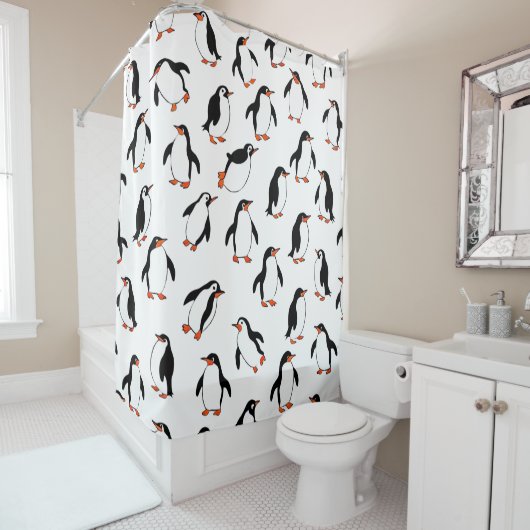 Penguin Pattern Douchegordijn (In situ)