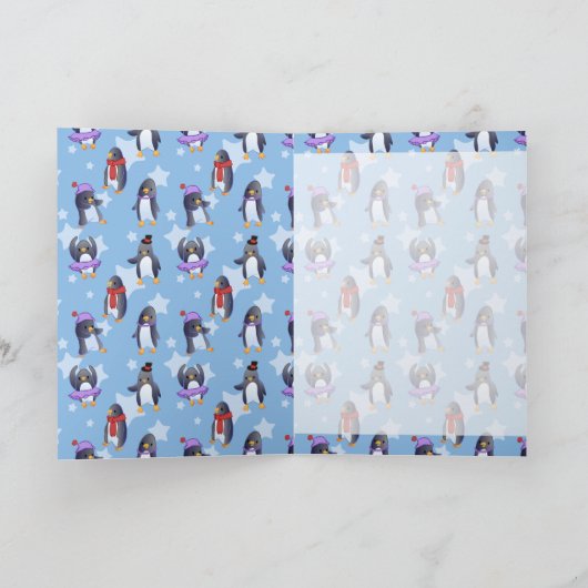 Penguin Pattern Feestdagen Kaart (Binnen)