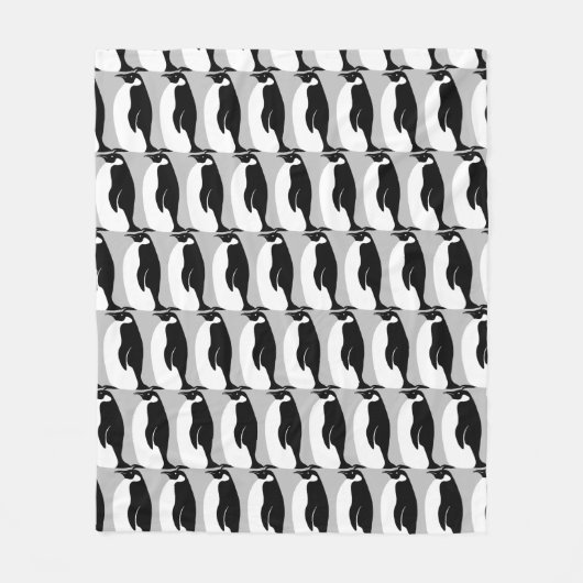 Penguin Pattern Gray Black White Fleece Deken (Voorkant)