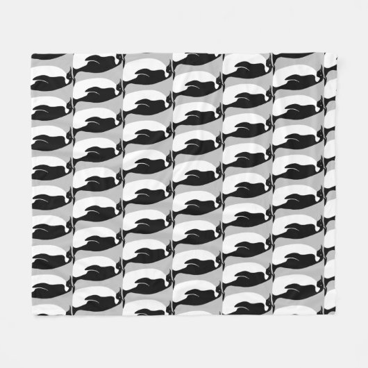Penguin Pattern Gray Black White Fleece Deken (Voorkant (Horizontaal))