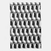 Penguin Pattern Gray Black White Theedoek (Verticaal)