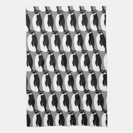 Penguin Pattern Gray Black White Theedoek