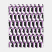 Penguin Pattern Paars Black White Fleece Deken (Voorkant)