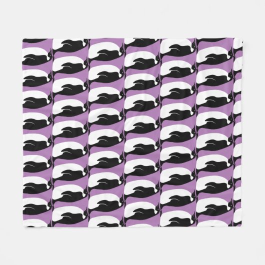 Penguin Pattern Paars Black White Fleece Deken (Voorkant (Horizontaal))