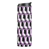 Penguin Pattern Paars Black White Thermosbeker (Gedraaid links)