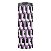 Penguin Pattern Paars Black White Thermosbeker (Achterkant)