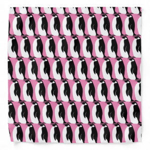 Penguin Pattern roze Black White Bandana