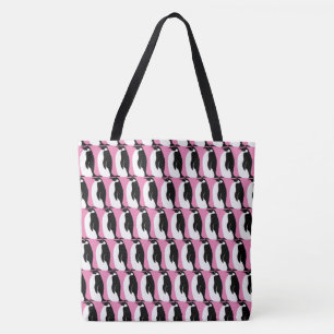 Penguin Pattern roze Black White Tote Bag